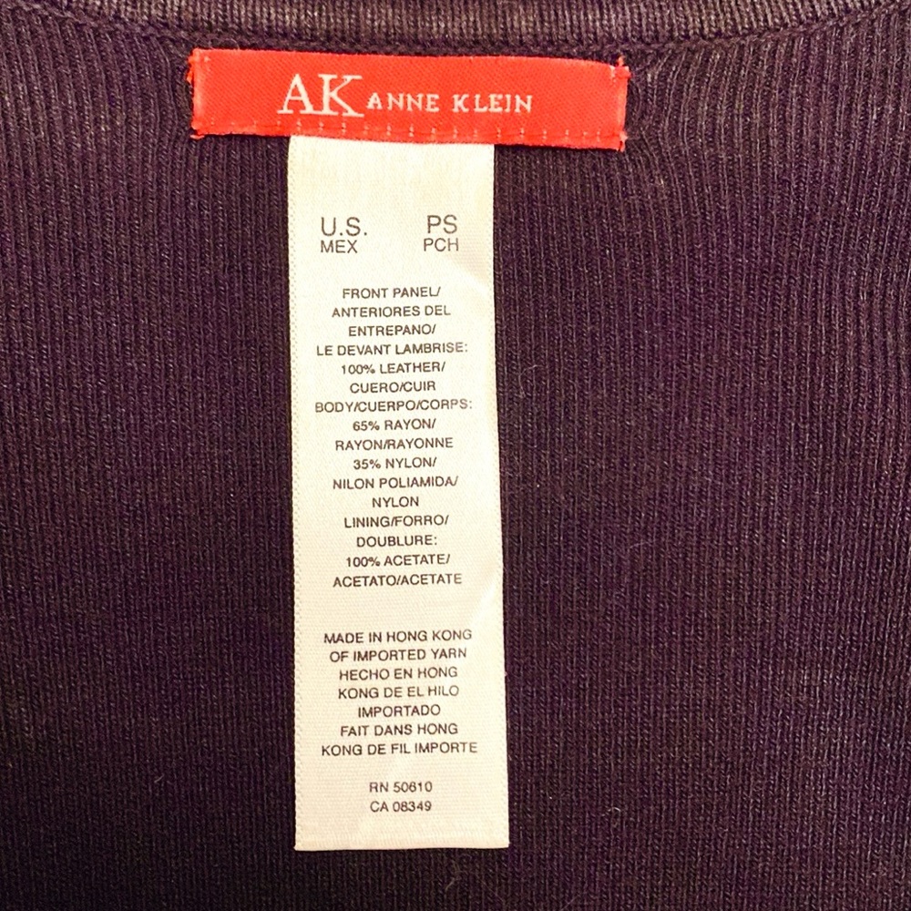 Anne Klein VTG 90s Black Leather Purple SZ 4P Whimsigoth Dark Academia Skirt Set - Picture 14 of 16